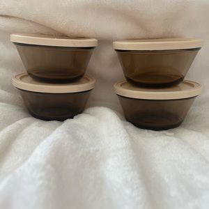 Anchor Hocking Amber Glass Custard Cups 6 Oz (4)